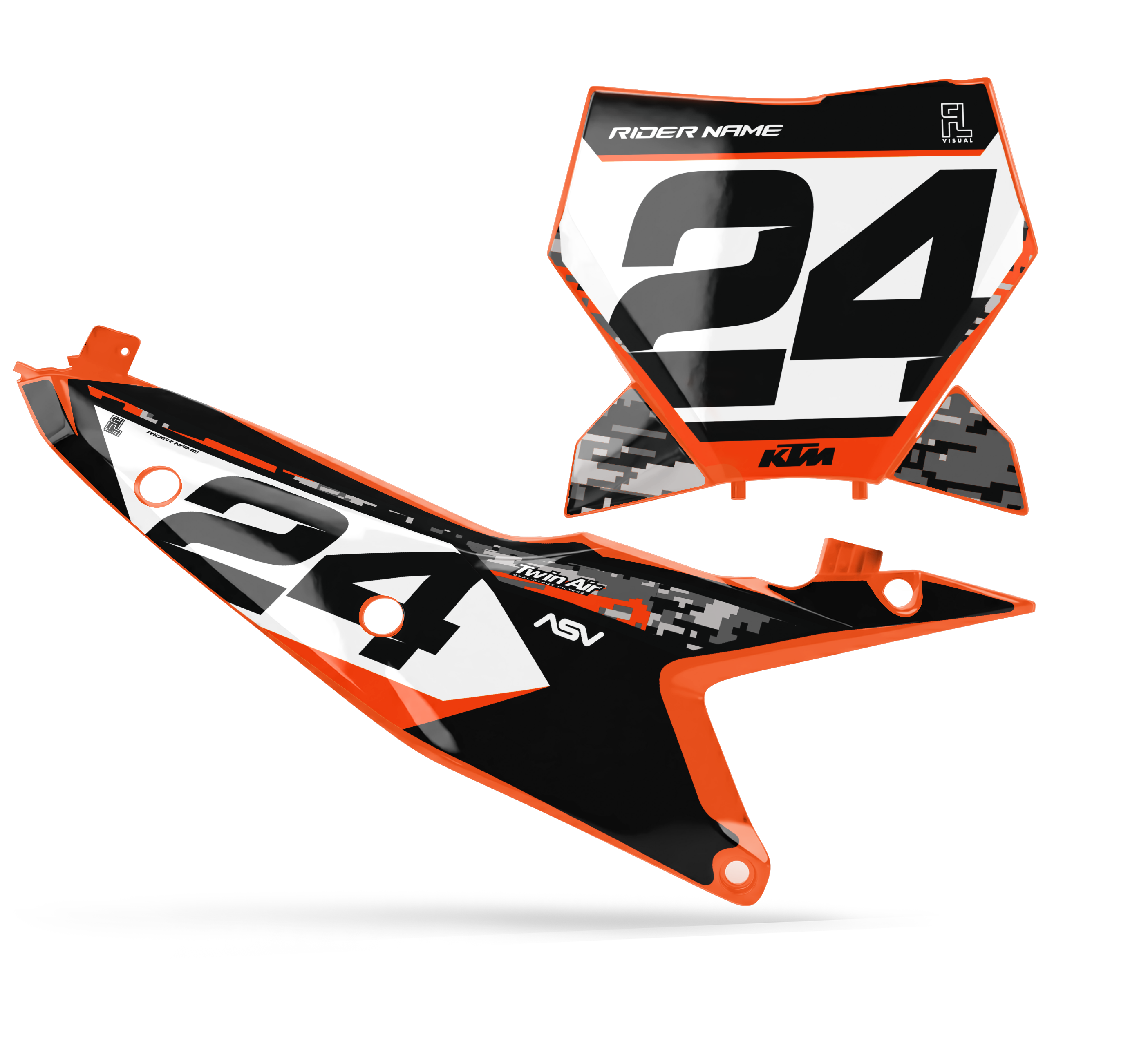 KTM - Number Plates - Graphics Kit - 1 Camo/Grey