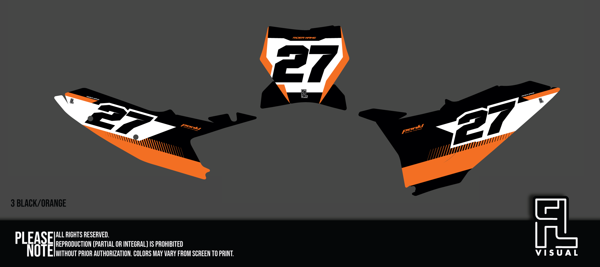KTM - Number Plates - Graphics Kit - 3 Black/Orange