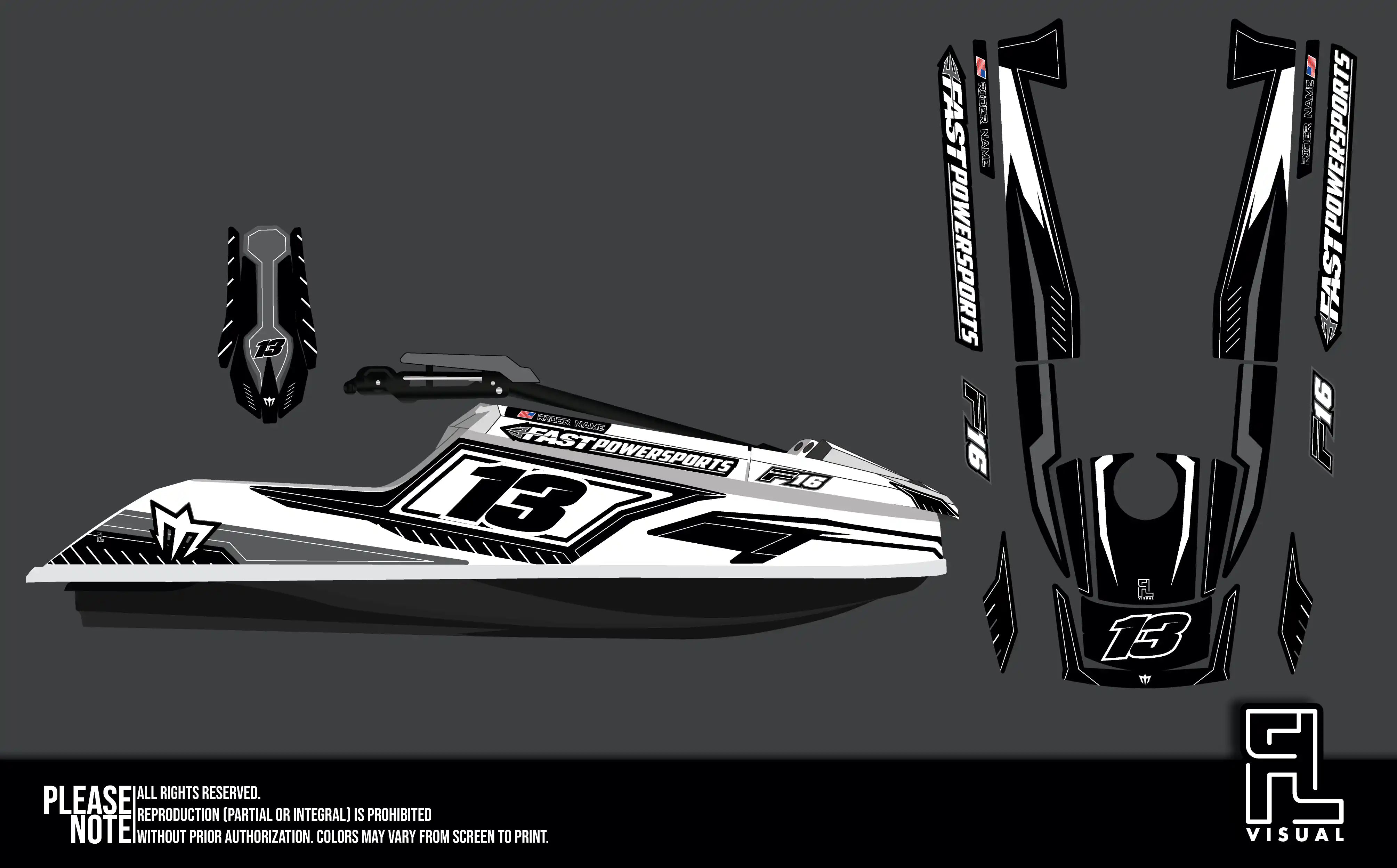 Fastpowersports F16 - Splitstream Black&White - Graphics Kit