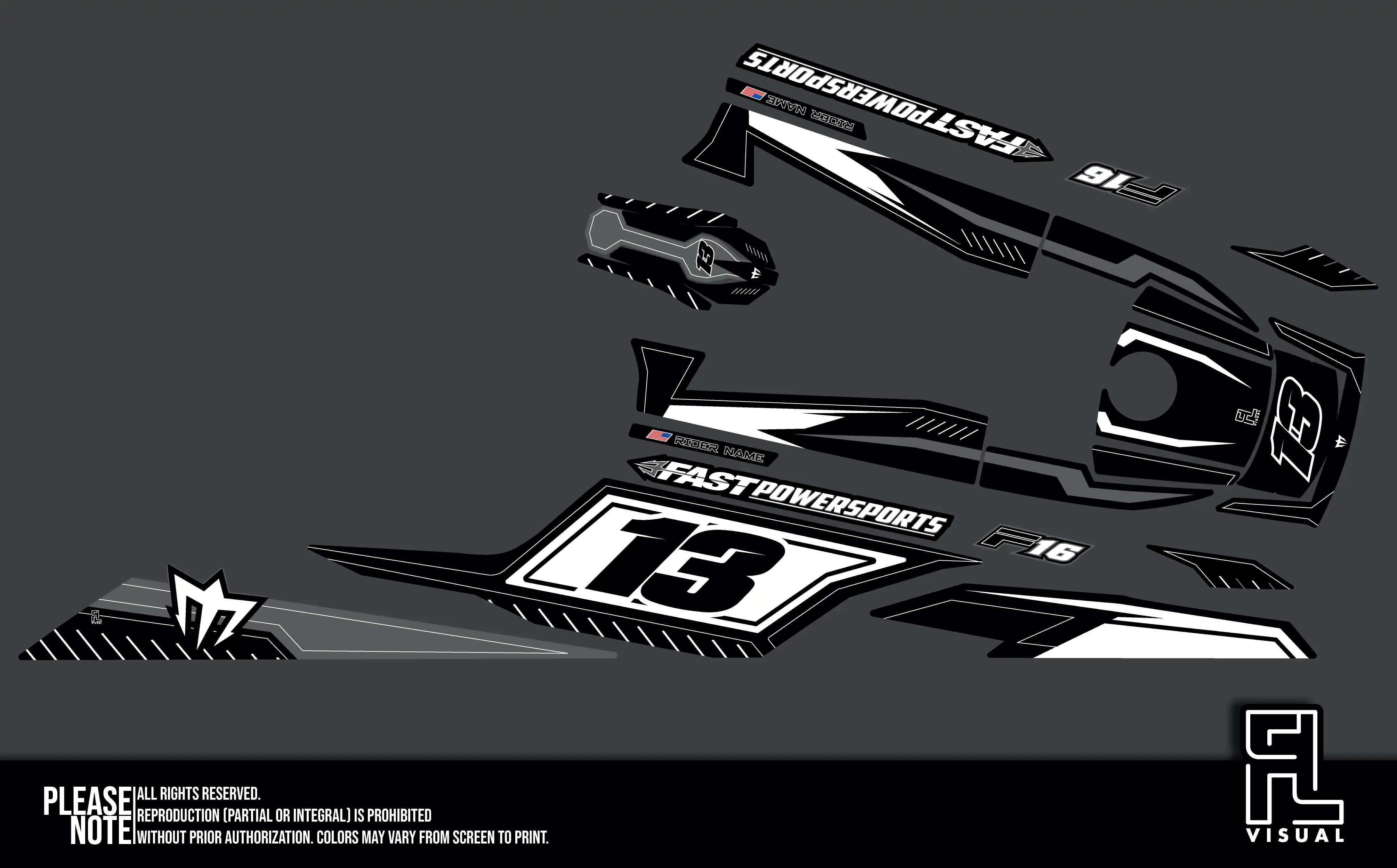Fastpowersports F16 - Splitstream Black&White - Graphics Kit
