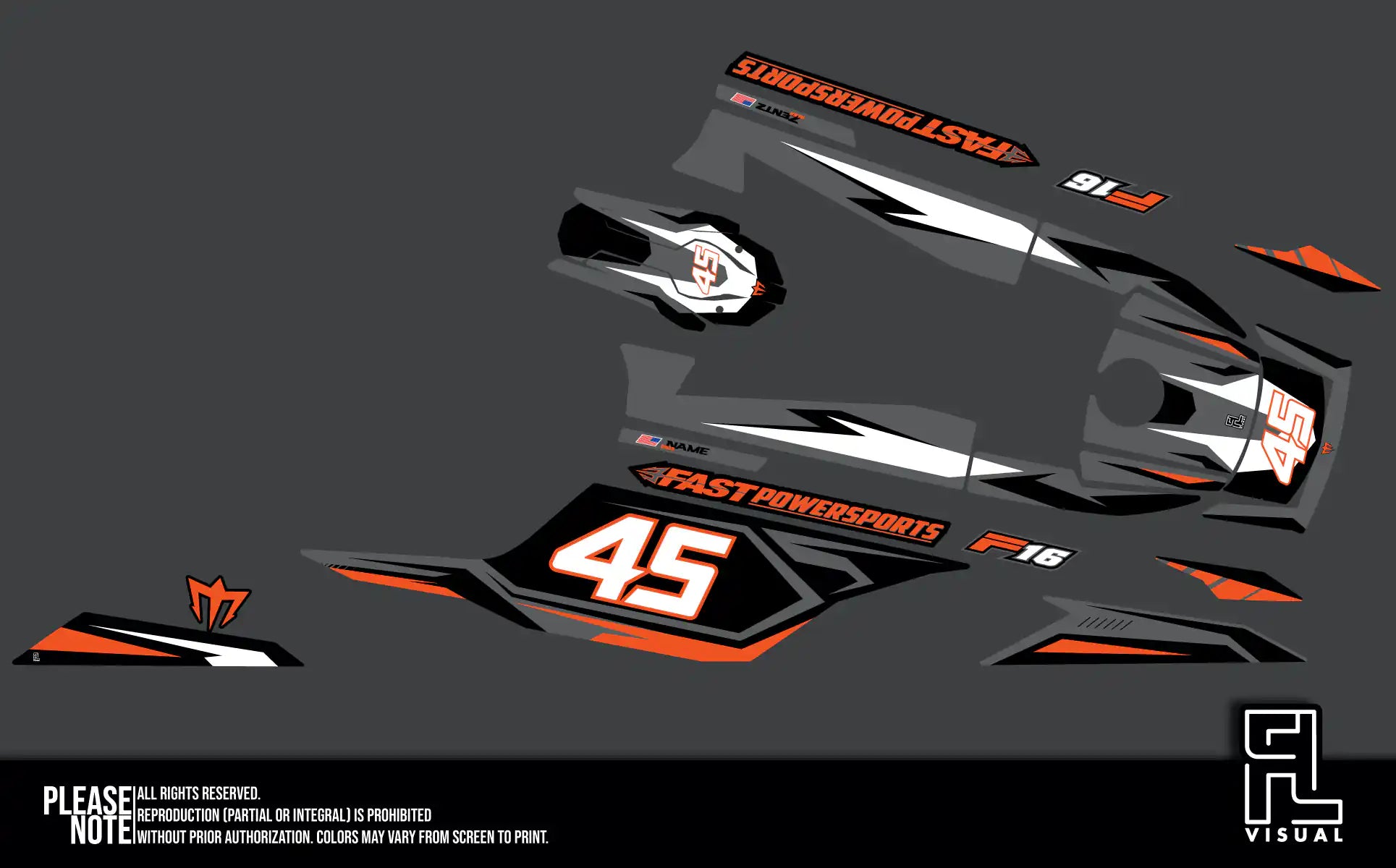 Fastpowersports F16 - Turbine Orange - Graphics Kit