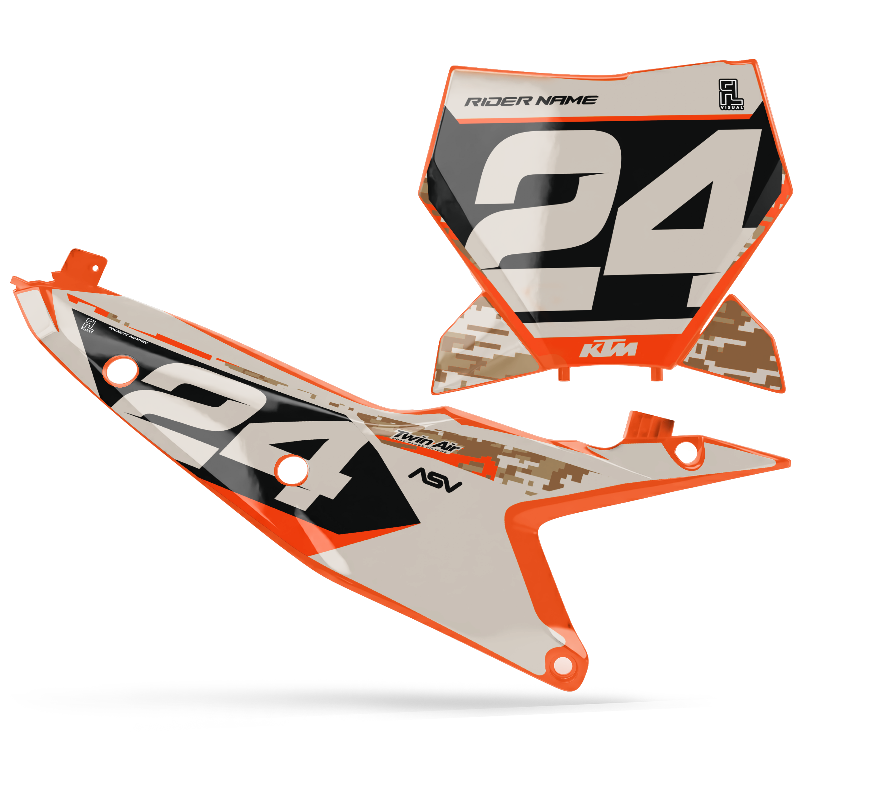 KTM - Number Plates - Graphics Kit - 1 Camo/Sand