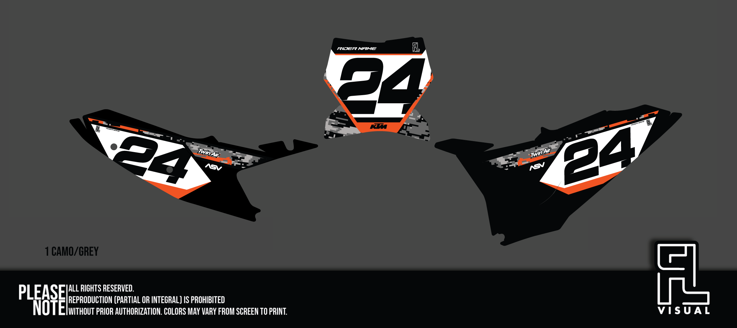 KTM - Number Plates - Graphics Kit - 1 Camo/Grey