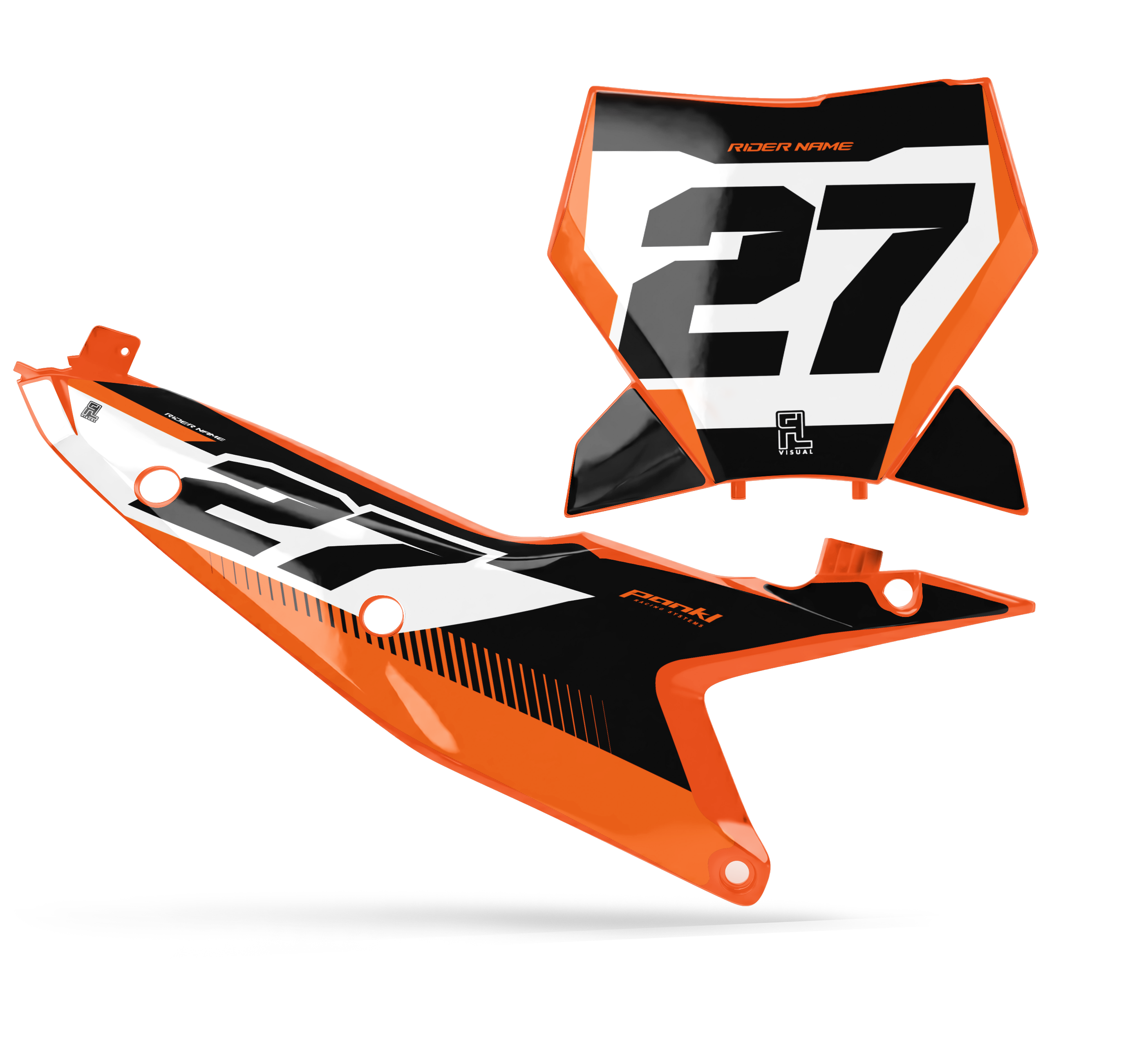 KTM - Number Plates - Graphics Kit - 3 Black/Orange