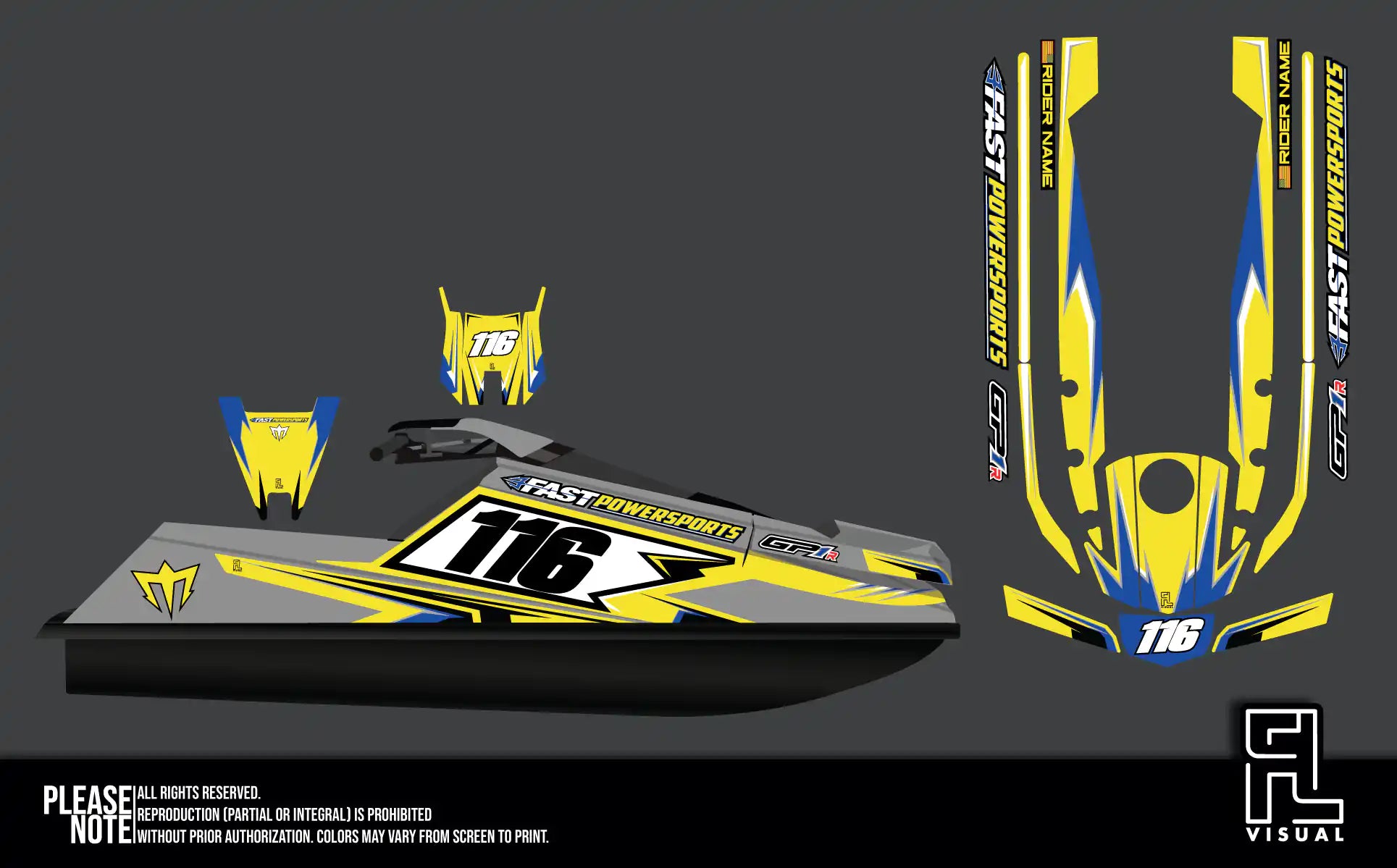 Fastpowersports GP1R - Skyrush - Yellow- Graphics Kit