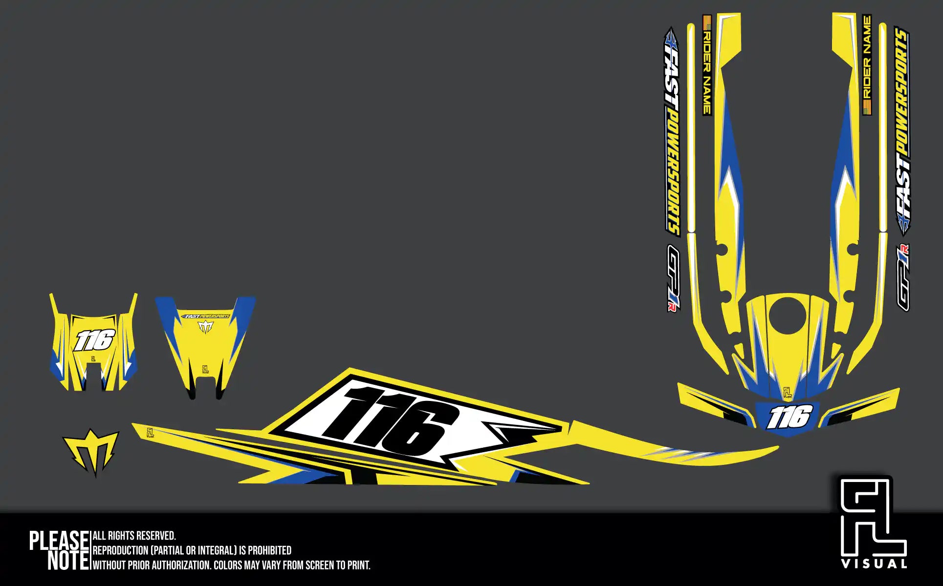 Fastpowersports GP1R - Skyrush - Yellow- Graphics Kit