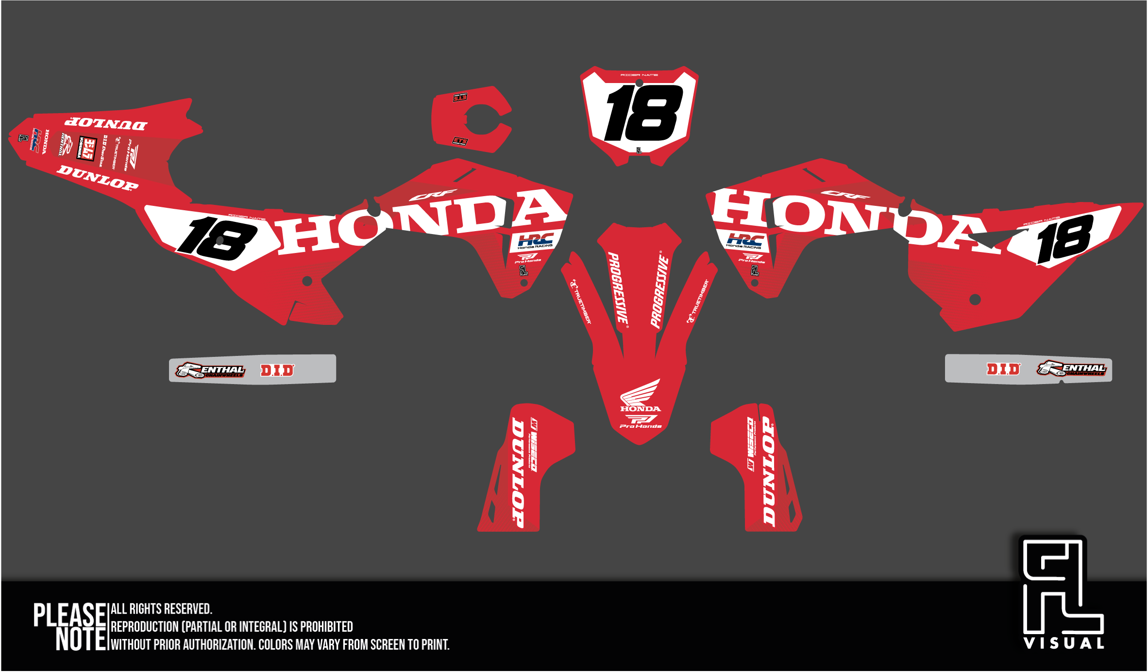 Honda - Graphics Kit -  Factory Red