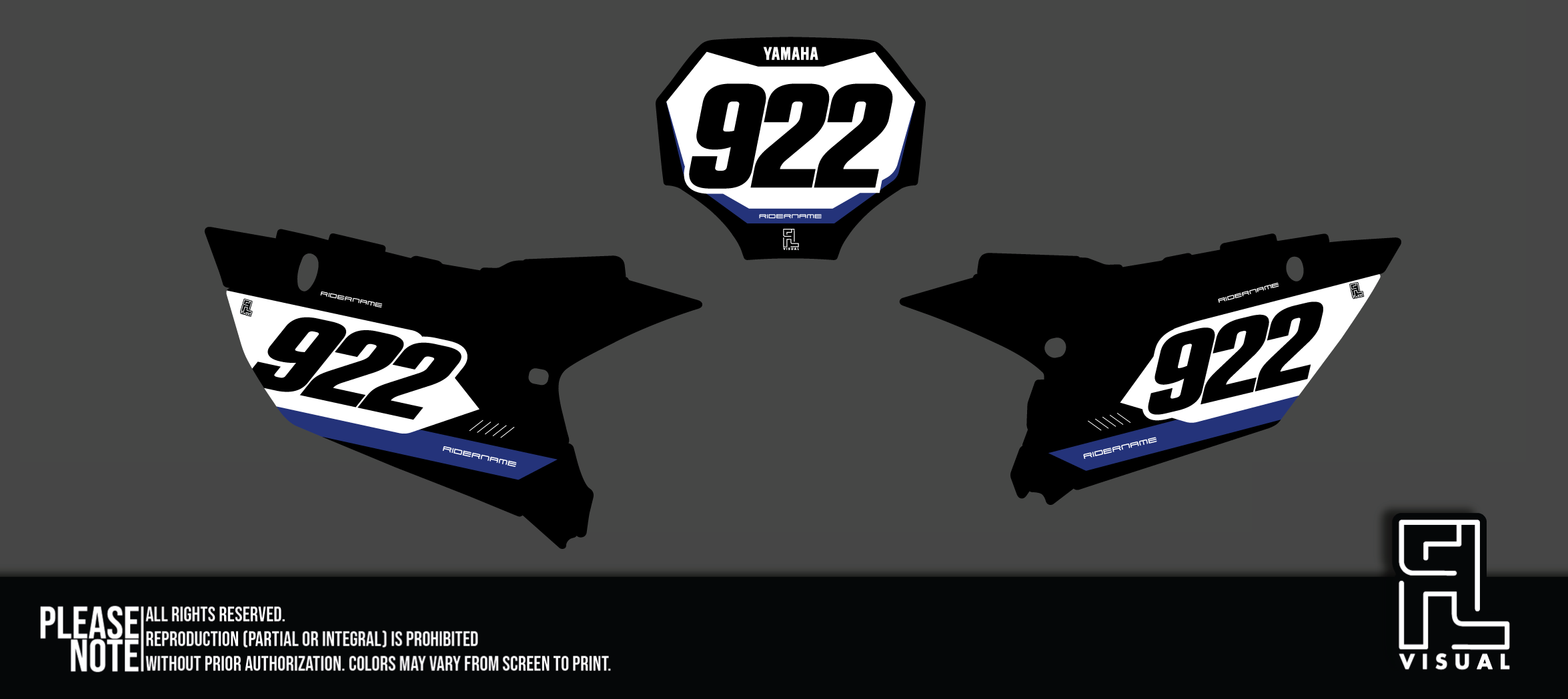 Yamaha - Number Plates - Graphics Kit - 3 - Black