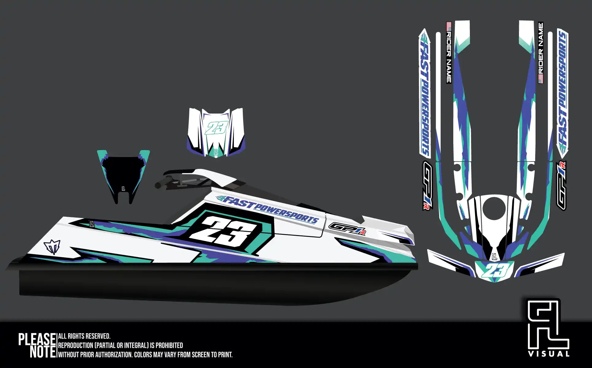Fastpowersports GP1R - Retro1 - Teal/Purple- Graphics Kit