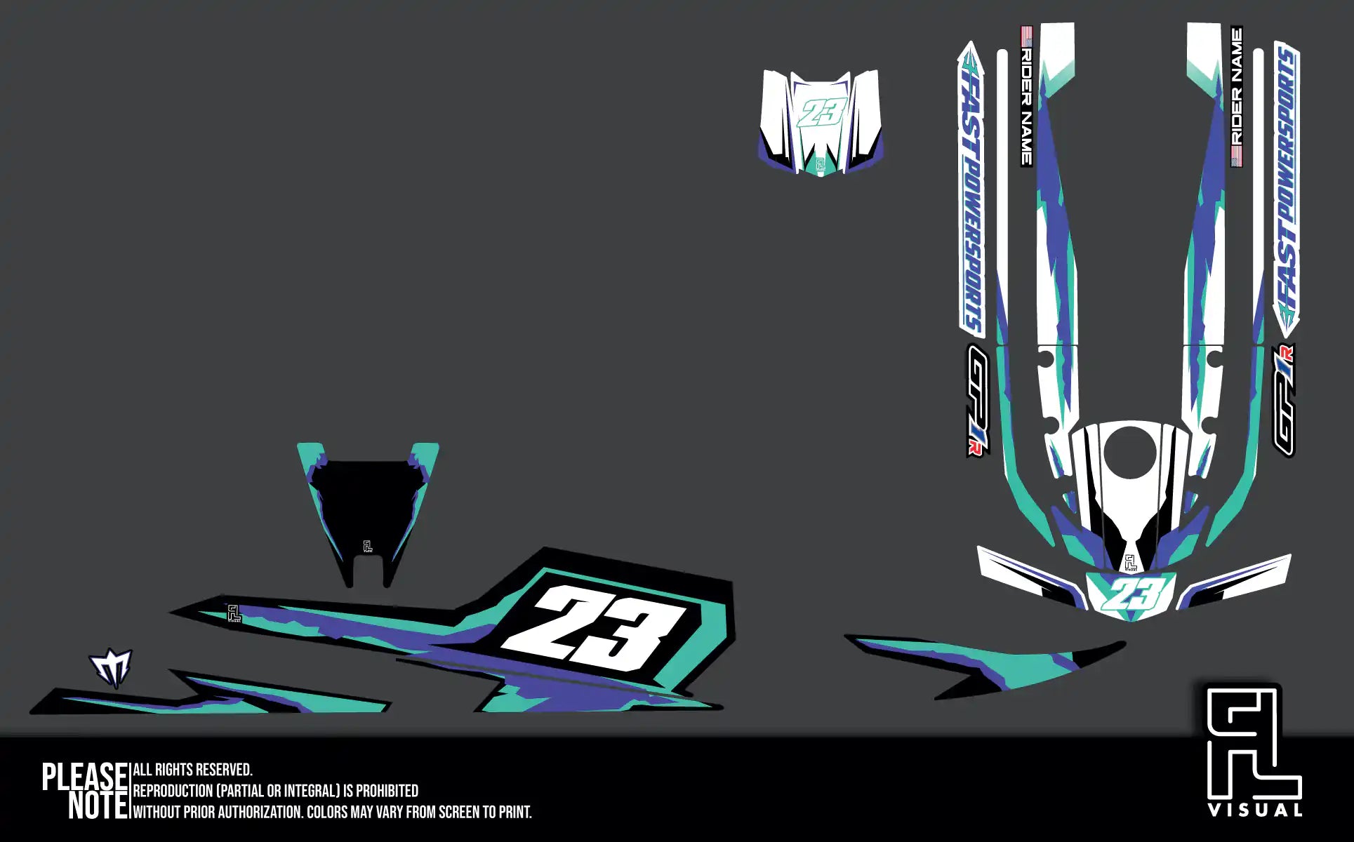 Fastpowersports GP1R - Retro1 - Teal/Purple- Graphics Kit