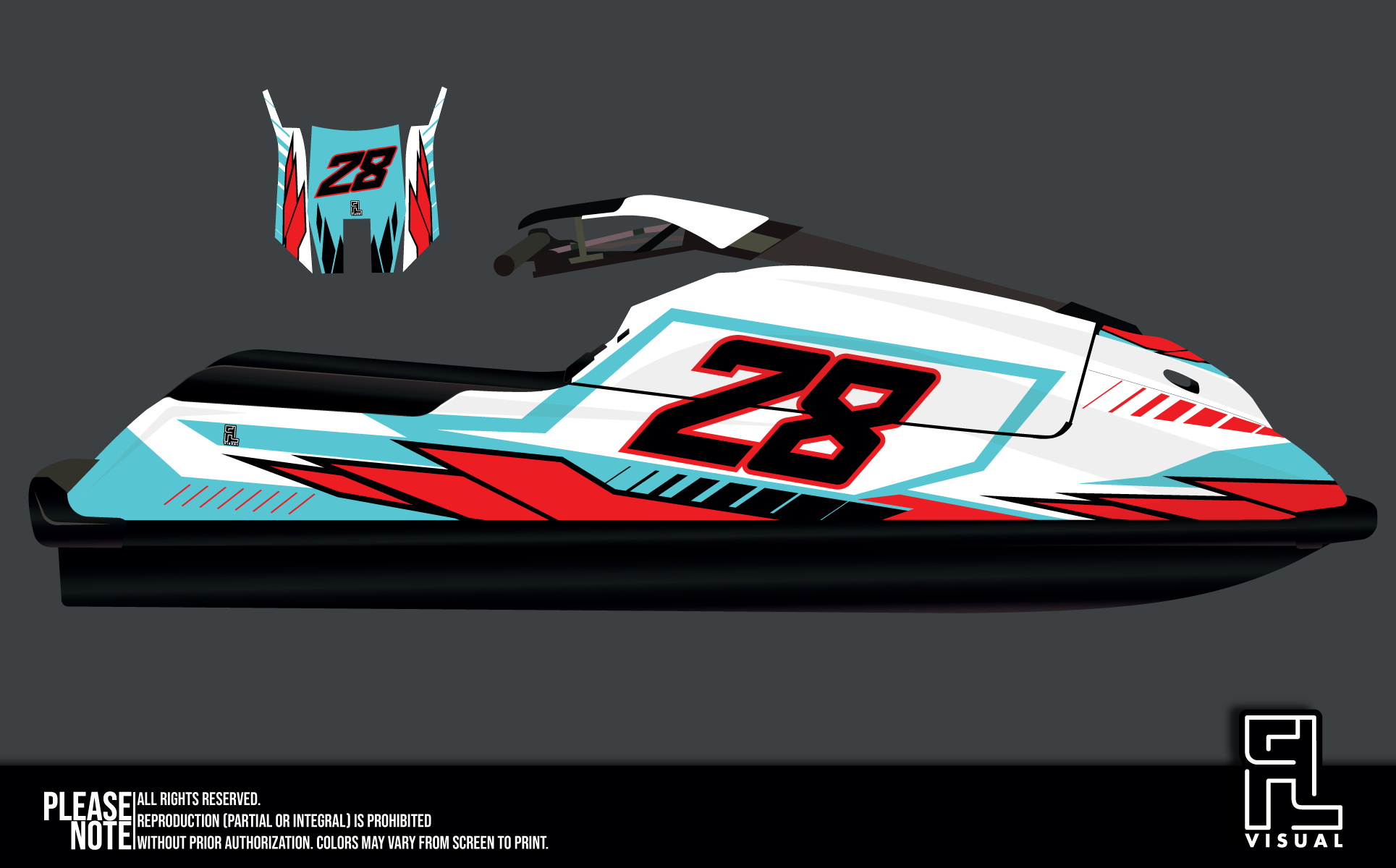 Yamaha Superjet 2Stroke - Obscura - Teal/Red - Graphics Kit