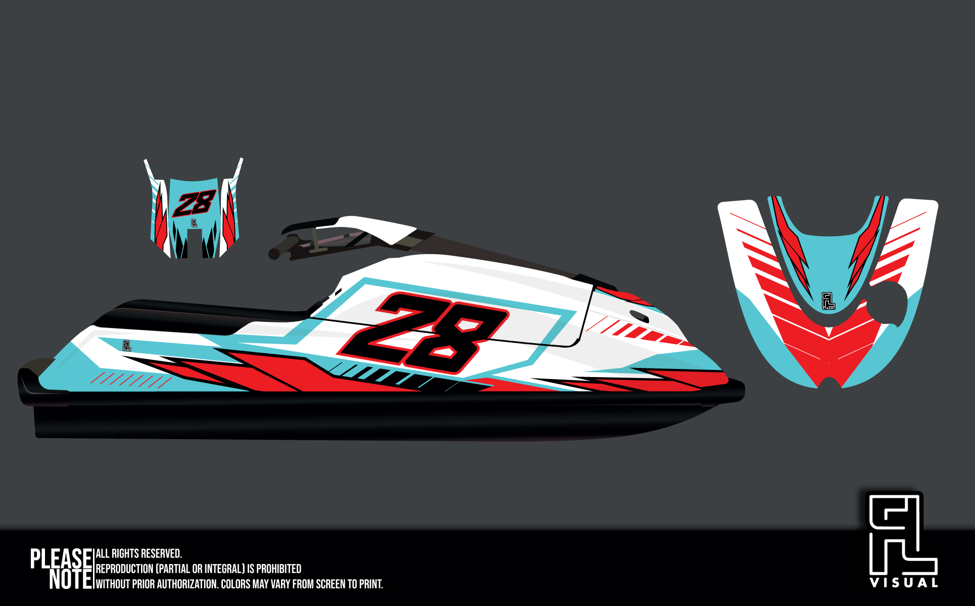 Yamaha Superjet 2Stroke - Obscura - Teal/Red - Graphics Kit