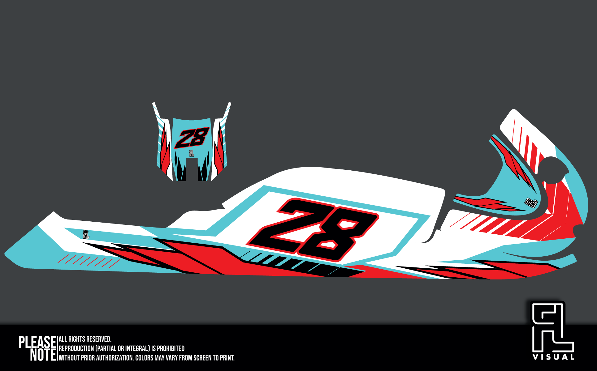 Yamaha Superjet 2Stroke - Obscura - Teal/Red - Graphics Kit