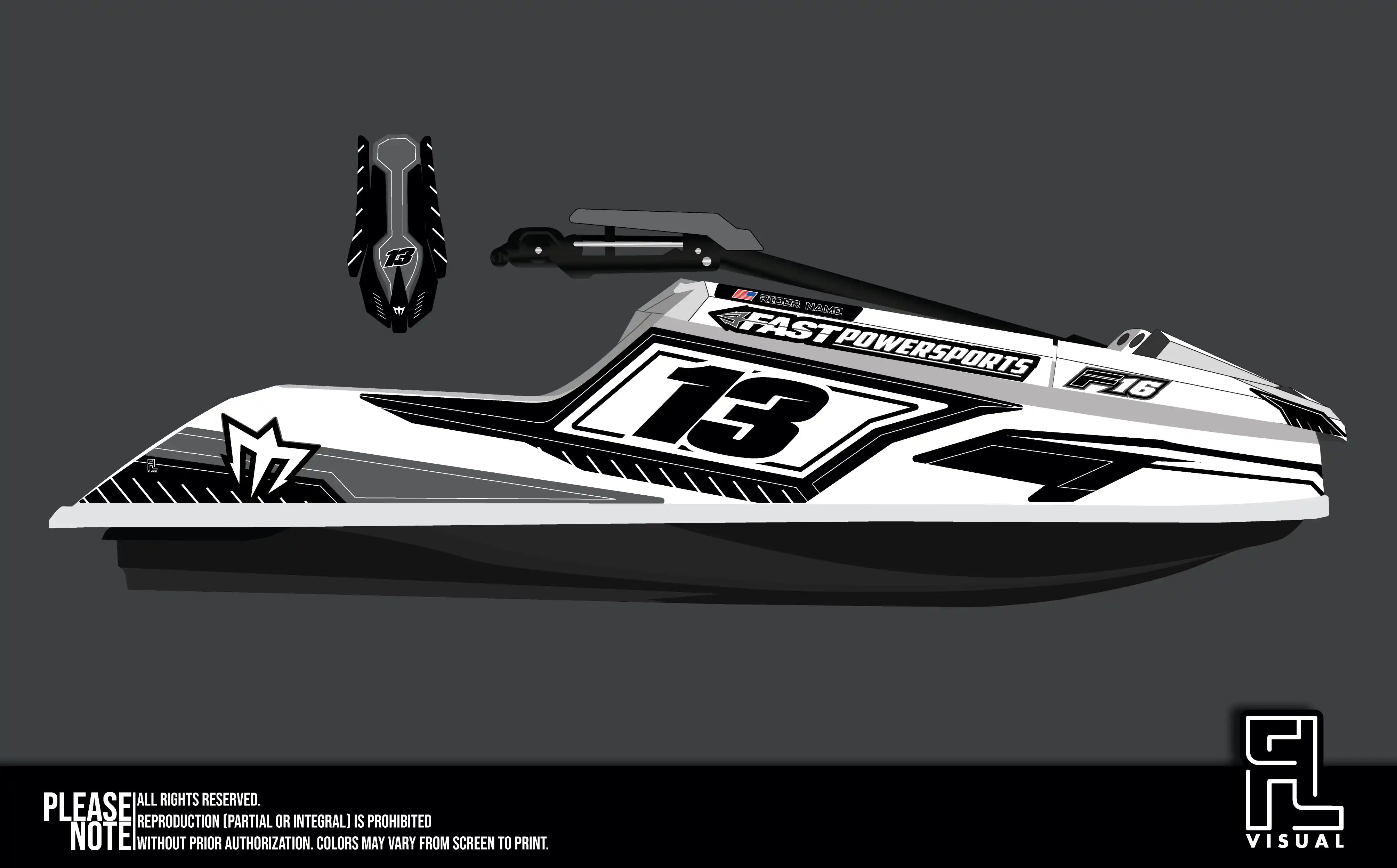 Fastpowersports F16 - Splitstream Black&White - Graphics Kit