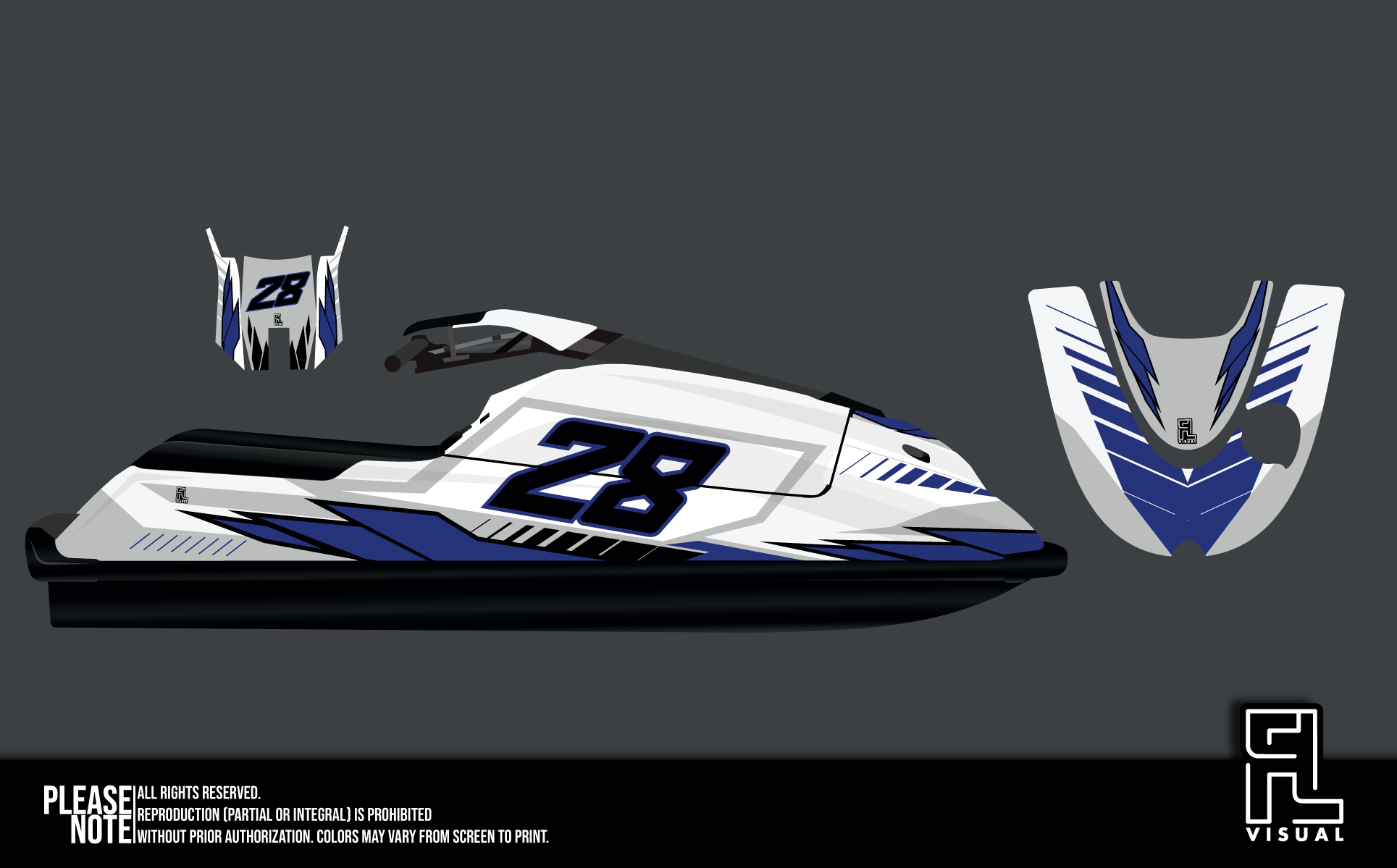 Yamaha Superjet 2Stroke - Obscura - Blue/White - Graphics Kit